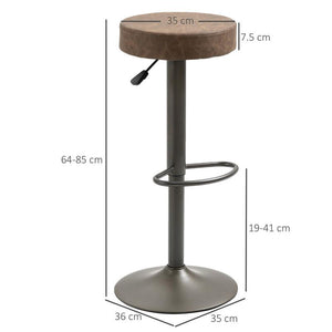 SET 2 SGABELLI GIREVOLI CON ALTEZZA REGOLABILE 35X36X64-85CM MARRONE