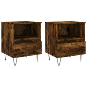 Set di 2 Comodini | Armadio da Notte | Mobiletto da notte Rovere Fumo 40x35x50 cm in Legno Multistrato
