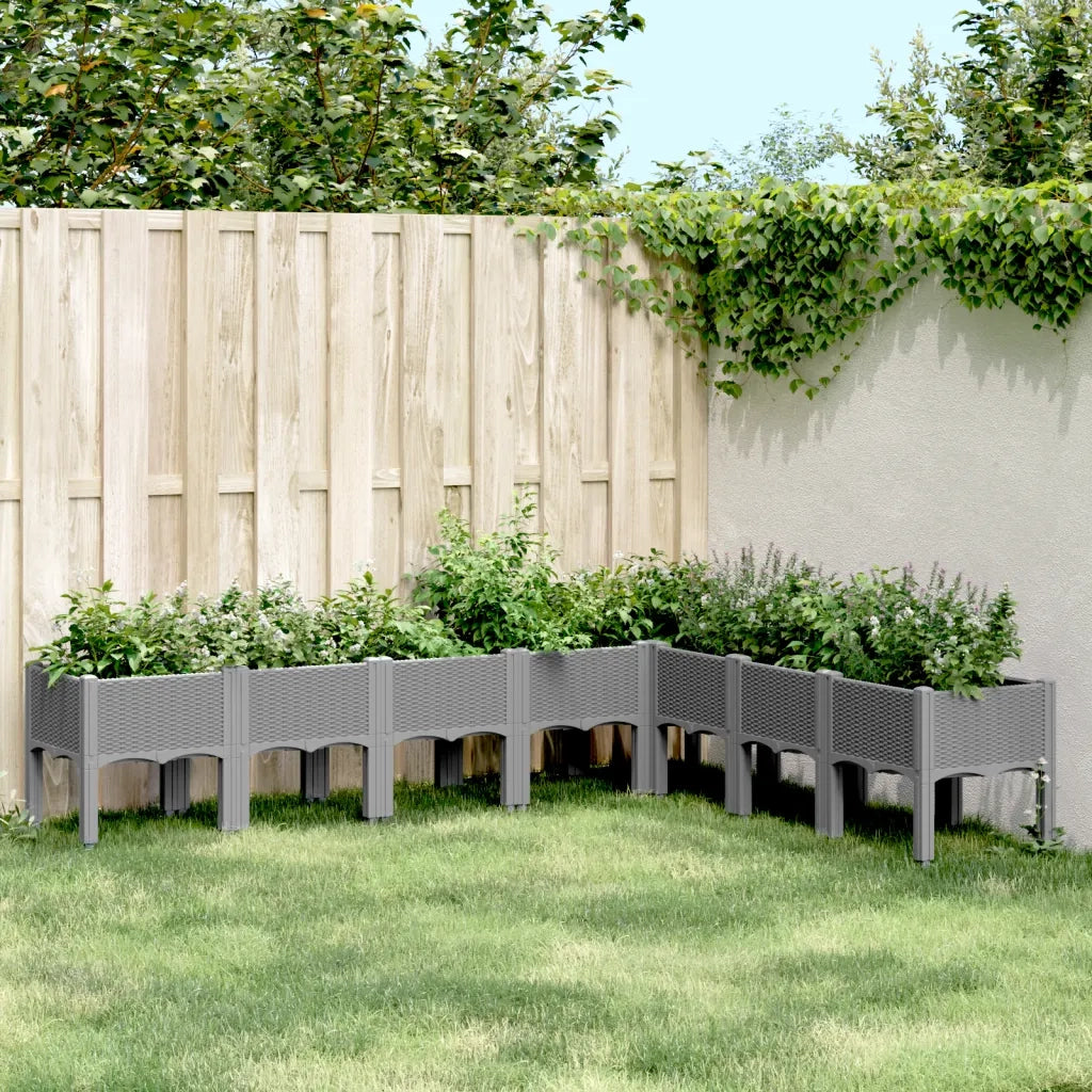 Fioriera da Giardino con Gambe Grigio Chiaro 200x160x42 cm PP 367912
