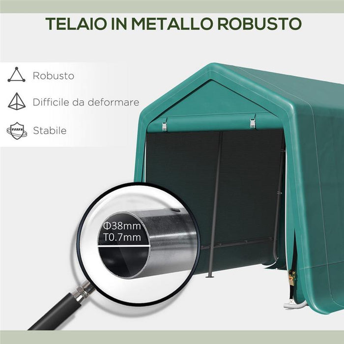 TENDONE GARAGE PER AUTO MOTO E ATTREZZI IN METALLO E TESSUTO PE 240X200X202CM
