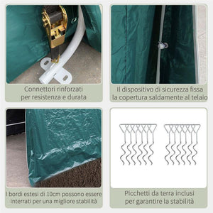 TENDONE GARAGE PER AUTO MOTO E ATTREZZI IN METALLO E TESSUTO PE 240X200X202CM