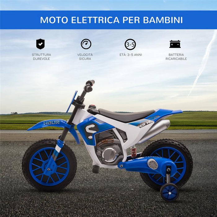 MOTO DA CROSS ELETTRICA PER BAMBINI DA 3-5 ANNI BLU