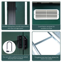 CASETTA PORTA ATTREZZI IN ACCIAIO, CAPANNO DA GIARDINO CON 2 PORTE SCORREVOLI