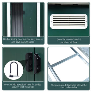 CASETTA PORTA ATTREZZI IN ACCIAIO, CAPANNO DA GIARDINO CON 2 PORTE SCORREVOLI