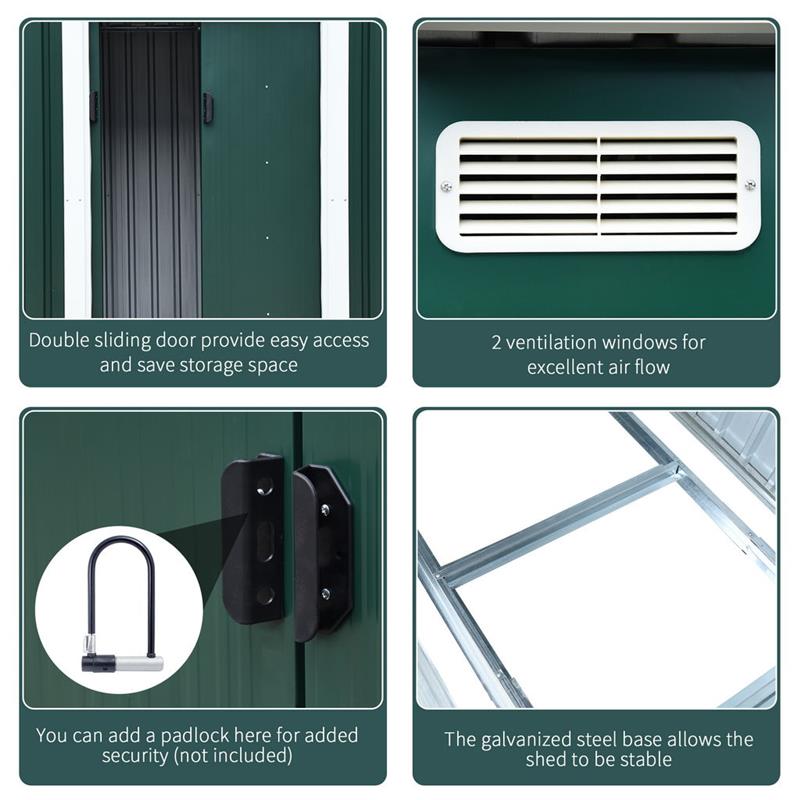 CASETTA PORTA ATTREZZI IN ACCIAIO, CAPANNO DA GIARDINO CON 2 PORTE SCORREVOLI