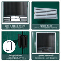 CASETTA DA GIARDINO CON 2 PORTE SCORREVOLI E IN ACCIAIO 340 X 386 X200CM VERDE