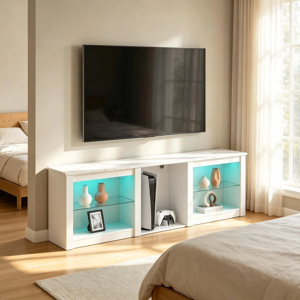 MOBILE TV LED 160 cm Bianco per TV fino a 70 pollici