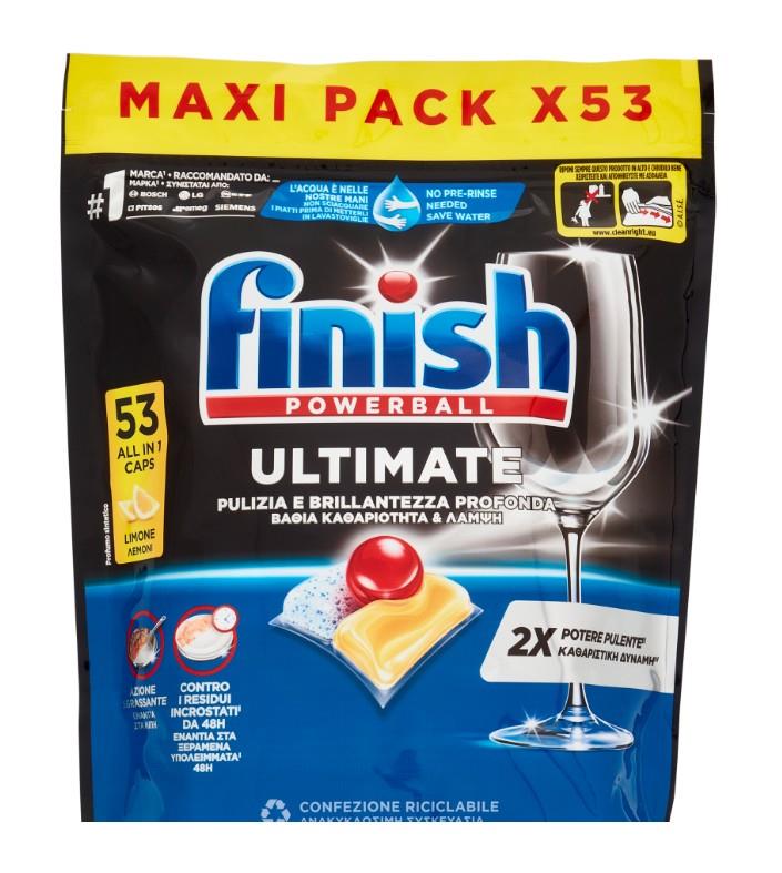 FINISH POWERBALL ULTIMATE PULIZA E BRILLANTEZZA PROFONDA PER LAVASTOVIGLIE FRAGRANZA LIMONE 53 CAPSULE