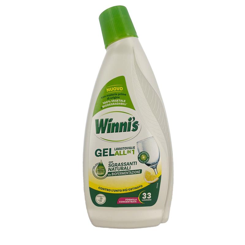 WINNI'S GEL LAVASTOVIGLIE CON SGRASSANTI NATURALI CONTRO L'UNTO PIÙ OSTINATO CON VERO SUCCO DI LIMONE 33 LAVAGGI 561 ML