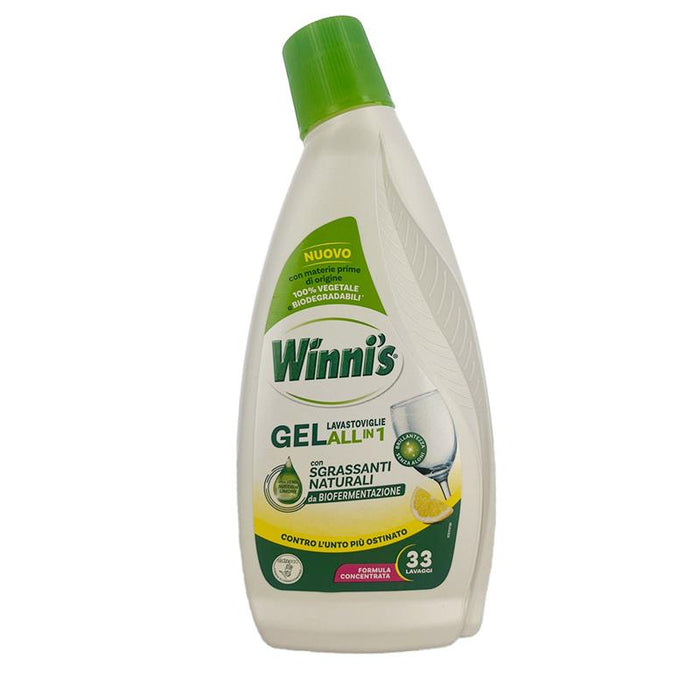WINNI'S GEL LAVASTOVIGLIE CON SGRASSANTI NATURALI CONTRO L'UNTO PIÙ OSTINATO CON VERO SUCCO DI LIMONE 33 LAVAGGI 561 ML