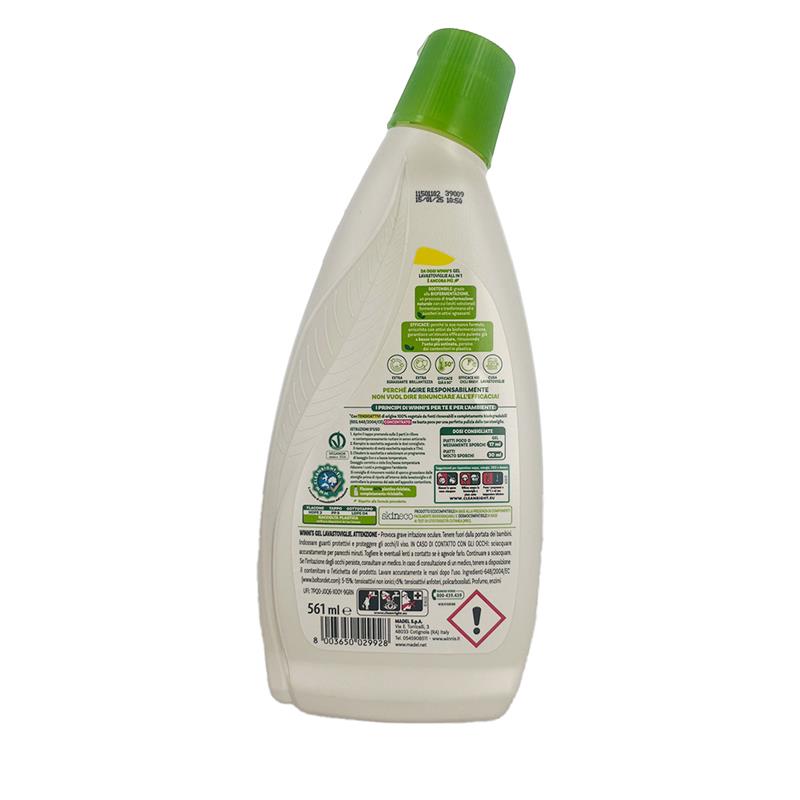 WINNI'S GEL LAVASTOVIGLIE CON SGRASSANTI NATURALI CONTRO L'UNTO PIÙ OSTINATO CON VERO SUCCO DI LIMONE 33 LAVAGGI 561 ML