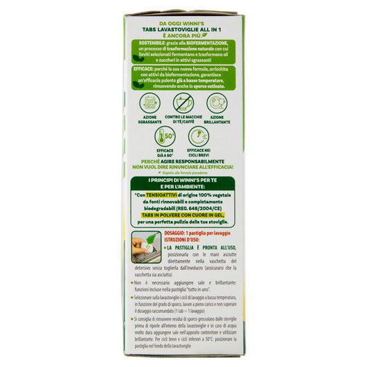 WINNI'S LAVASTOVIGLIE CON SGRASSANTI NATURALI ANTIMACCHIA AZIONE BRILLANTE EFFICAE CONTRO LO SPORCO OSTINATO CON VERO SUCCO DI LIMONE 24 CAPSULE