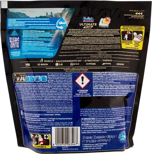 FINISH POWERBALL ULTIMATE PLUS ALL IN 1 PULIZIA INTENSA 4 AZIONI DURANTE IL LAVAGGIO 22 CAPSULE FRAGRANZA LIMONE