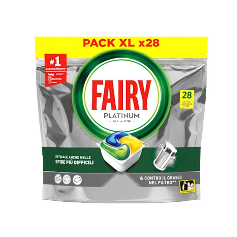 FAIRY TABS PLATINUM 28PZ EFFICE ANCHE NELLE SFIDE PIÙ DIFFICLI E CONTRO IL GRASSO NEL FILTRO NEW YELLOW