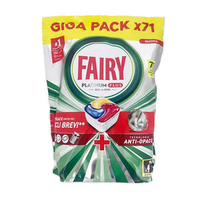 FAIRY PLATINUM PLUS EFFICACE ANCHE NEI CICLI BREVI E TECNOLOGIA ANTI OPACO 71 CAPSULE FRAGRANZA LIMONE