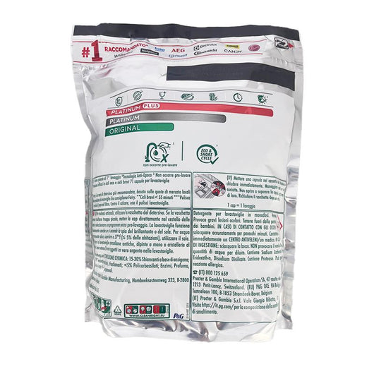 FAIRY PLATINUM PLUS EFFICACE ANCHE NEI CICLI BREVI E TECNOLOGIA ANTI OPACO 71 CAPSULE FRAGRANZA LIMONE