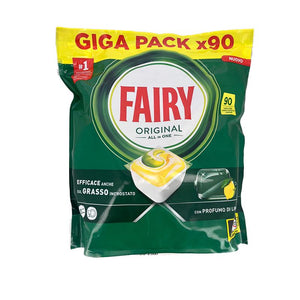 FAIRY TABS ORIGINAL EFFICACE ANCHE SUL GRASSO INCROSTATO CON PROFUMO DI LIMONE 90 CAPSULE PER LAVASTOVIGLIE