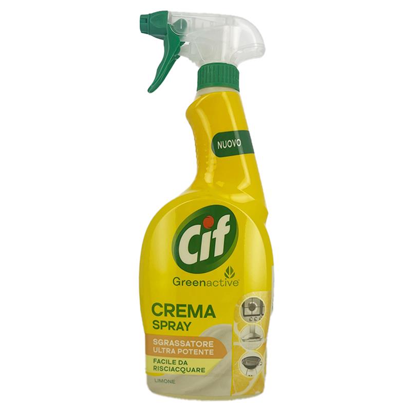 CIF GREENACTIVE CREMA SPRAY SGRASSATORE ULTRA POTENTE FACILE DA RISCIACQUARE FRAGRANZA LIMONE 650 ML