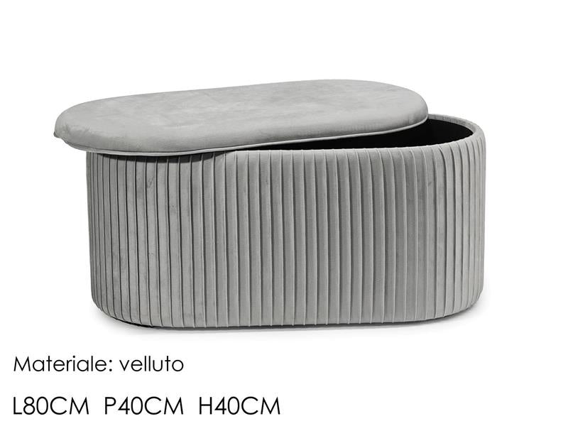 POUF CONTENITORE CASSAPANCA CON RILIEVO E PIANO DI APPOGGIO VELLUTATO 40X40X80H CM OKX