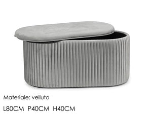 POUF CONTENITORE CASSAPANCA CON RILIEVO E PIANO DI APPOGGIO VELLUTATO 40X40X80H CM OKX