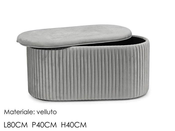 POUF CONTENITORE CASSAPANCA CON RILIEVO E PIANO DI APPOGGIO VELLUTATO 40X40X80H CM OKX
