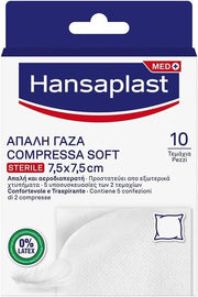 HANSAPLAST COMPRESSA SOFT STERILE 7,5X7,5 CM GARZA MORBIDA PRIMO SOCCORSO DETERGERE E PROTEGGERE LE FERITE 10PZ