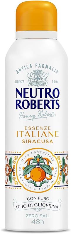 NEUTRO ROBERTS DEODORANTE SPRAY SIRACUSA SENZA SALI DI ALLUMINIO ARANCIA E FIORI DI SALE 200 ML 48H