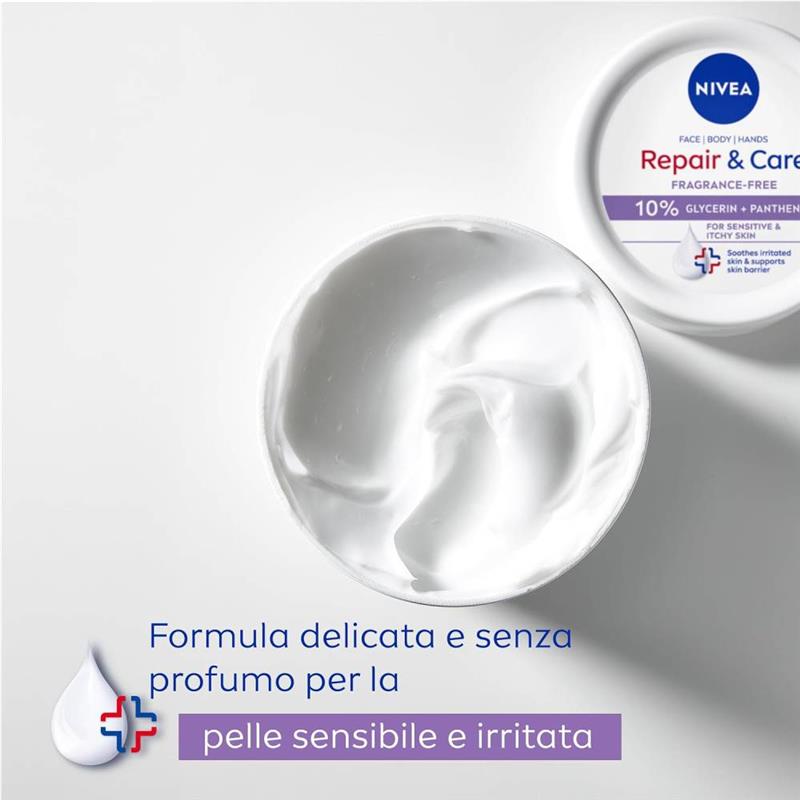 NIVEA REPAIR E CARE CREMA CORPO VISO E MANI PER PELLI SENSIBILI 400ML