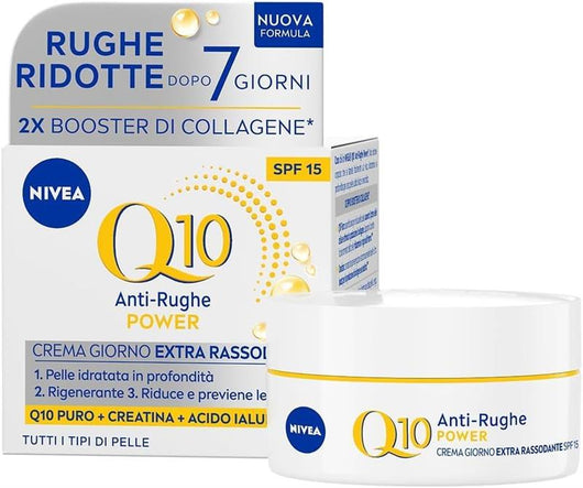 NIVEA CREMA VISO Q10 NEW ANTI RUGHE GIORNO EXTRA RASSODANTE DOPO 7 GIORNI CON CREATINA + ACIDO IALURONICO 50ML