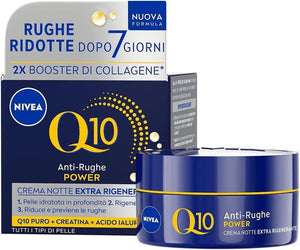 NIVEA CREMA VISO Q10 POWER NOTTE EXTRA RIGENERANTE ANTI RUGHE DOPO 7 GIORNI CON CREATINA + ACIDO IALURONICO 50ML