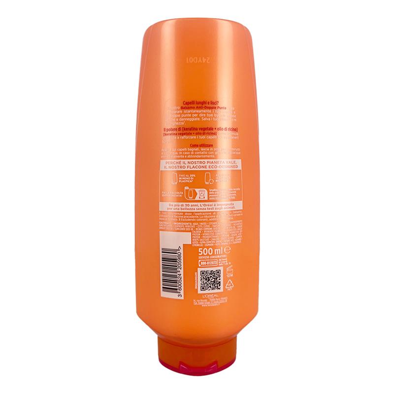 L'OREAL PARIS ELVIVE BALSAMO ANTI DOPPIE-PUNTE CON KERATINA VEGETALE E OLIO DI RICINO PER CAPELLI LUNGHI E LISCI 500 ML