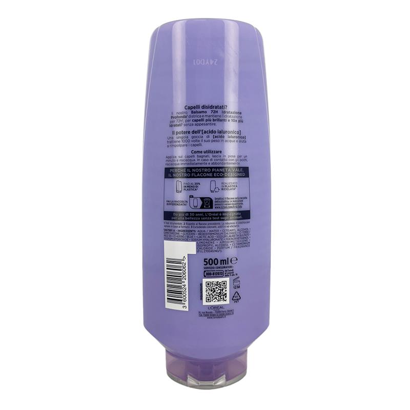 L'ORÉAL PARIS ELVIVE SHAMPOO HYDRA HYALURONIC 72H IDRATAZIONE PROFONDA CON ACIDO IALURONICO PER CAPELLI DISIDRATATI 500 ML