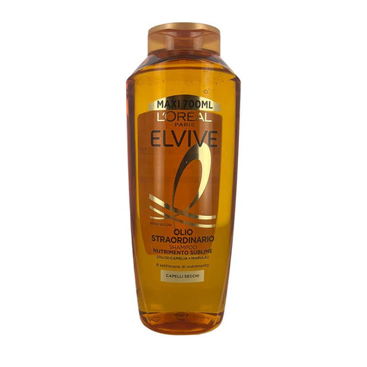 L'OREAL SHAMPOO ELVIVE OLIO STRAORDINARIO 8 SETTIMANE DI NUTRIMENTO PER CAPELLI SECCHI CON OLI DI CAMELIA E MARULA 700 ML