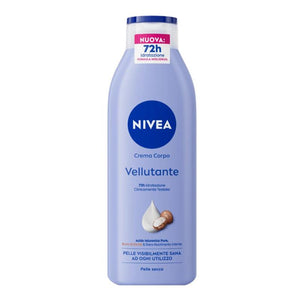 NIVEA CREMA CORPO VELLUTANTE 72H DI IDRATAZIONE CLINICAMENTE TESTATO ACIDO IALURONICO PURO BURRO DI KARITÈ E SIERO NUTRIMENTO INTENSO 250 ML