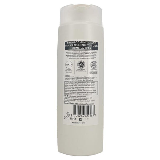 PANTENE PRO-V ACTIVE NUTRI-PLEX SHAMPOO LISCI EFFETTO SETA PER CAPELLI OPACHI E CRESPI FORMATO GRANDE 500 ML