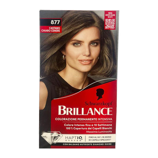 TINTA CAPELLI BRILLANCE 877 CASTANO CHIARO CENERE COLORAZIONE PERMANENTE INTENSIVA 100% COPERTURA DEI CAPELLI BIANCHI