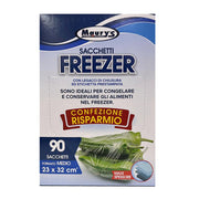 MAURY'S SACCHETTI FREEZER CON LEGACCI DI CHIUSURA ED ETICHETTA PRESTAMPATA 90 SACCHETTI MAXI SPESSORE 23X32 CM