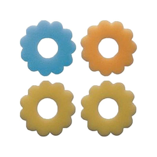 SALVA GOCCIA IN SPUGNA FORMA FIORE MULTICOLORE DA METTERE AL COLLO DELLA BOTTIGLIA  4 PZ 5 CM