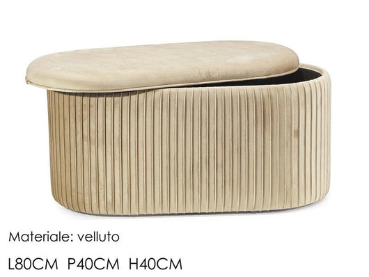 POUF CONTENITORE CASSAPANCA CON RILIEVO MATERIALE IN VELLUTO COLORE TORTORA 40HX40X80 CM OKX