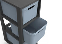 ROTHO CASSETTIERA TORRE CON ROTELLE DA ASSEMBLARE CAPACITÀ DI CARICO FINO 30 KG 3 CASSETTI IN PLASTICA COLORE BLU 80HX37X30 CM