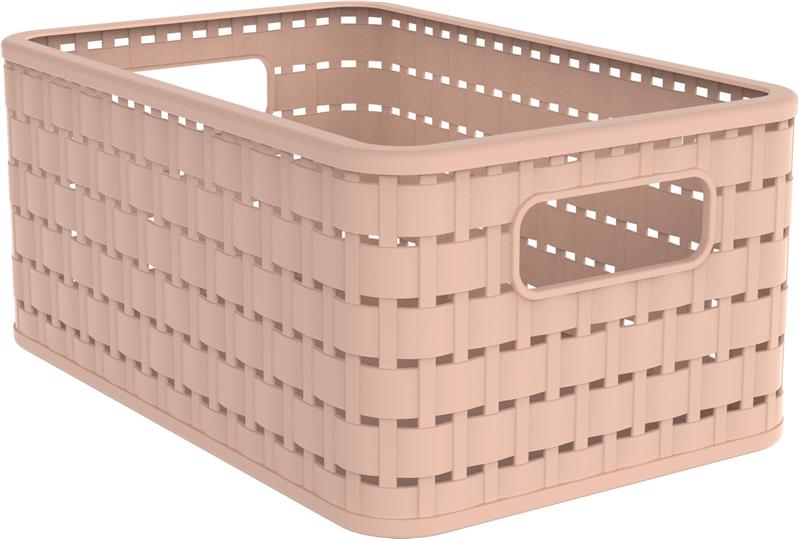 ROTHO CESTA COUNTRY MEADOW ROSE IN PLASTICA INTRECCIATO CON FORI PER MANIGLIE MULTIUSO SALVASPAZIO COLORE BEIGE  6 LT 28X13HX10 CM OKX