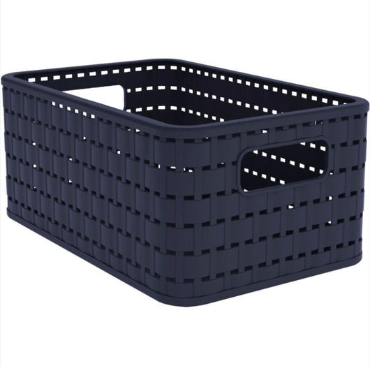 ROTHO CESTA COUNTRY MIDNIGHT BLUE IN PLASTICA INTRECCIATO CON FORI PER MANIGLIE MULTIUSO SALVASPAZIO COLORE BLU 6 LT 28X13HX10 CM OKX