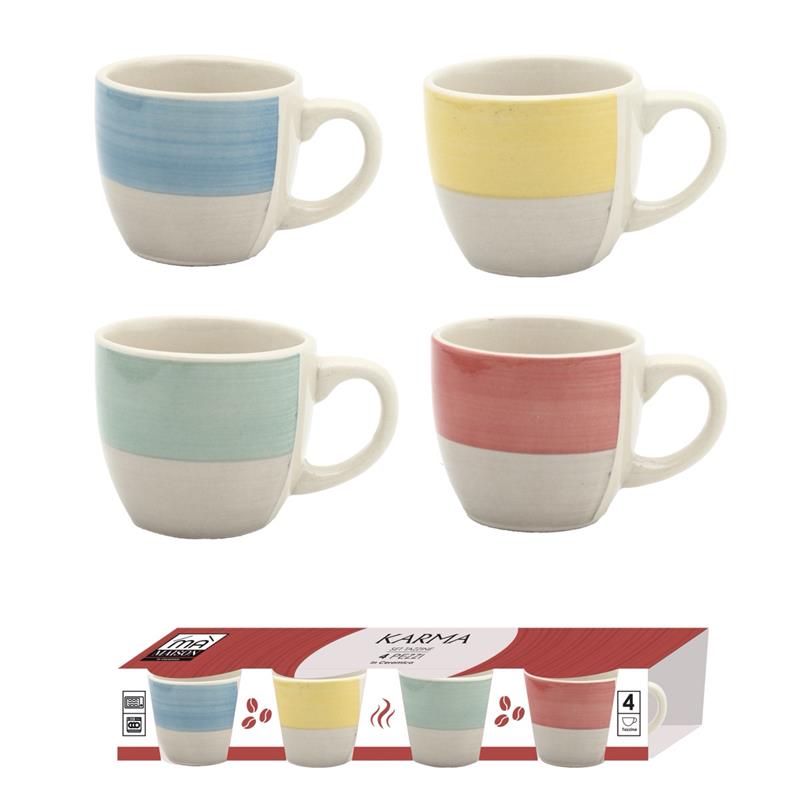MA MAISON SET 4 TAZZINE DA CAFFE MODELLO KARMA 4PZX90 CC COLORI VIVACI E FANTASIOSI