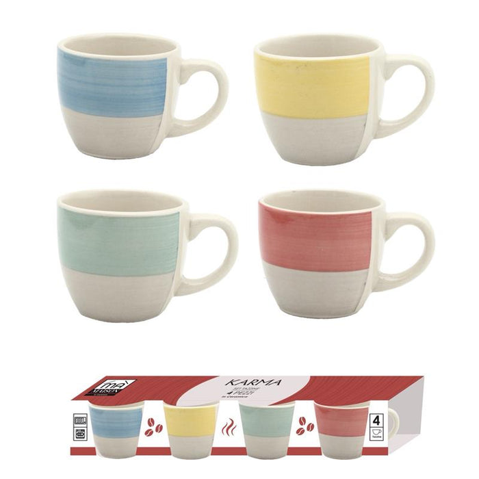 MA MAISON SET 4 TAZZINE DA CAFFE MODELLO KARMA 4PZX90 CC COLORI VIVACI E FANTASIOSI