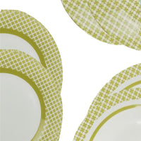 SERVIZIO PIATTI 18 PEZZI EFFETTO MOSAICO COLORE VERDE 6 PIATTI PIANI 6 FONDI 6 FRUTTA OKX