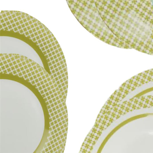 SERVIZIO PIATTI 18 PEZZI EFFETTO MOSAICO COLORE VERDE 6 PIATTI PIANI 6 FONDI 6 FRUTTA OKX