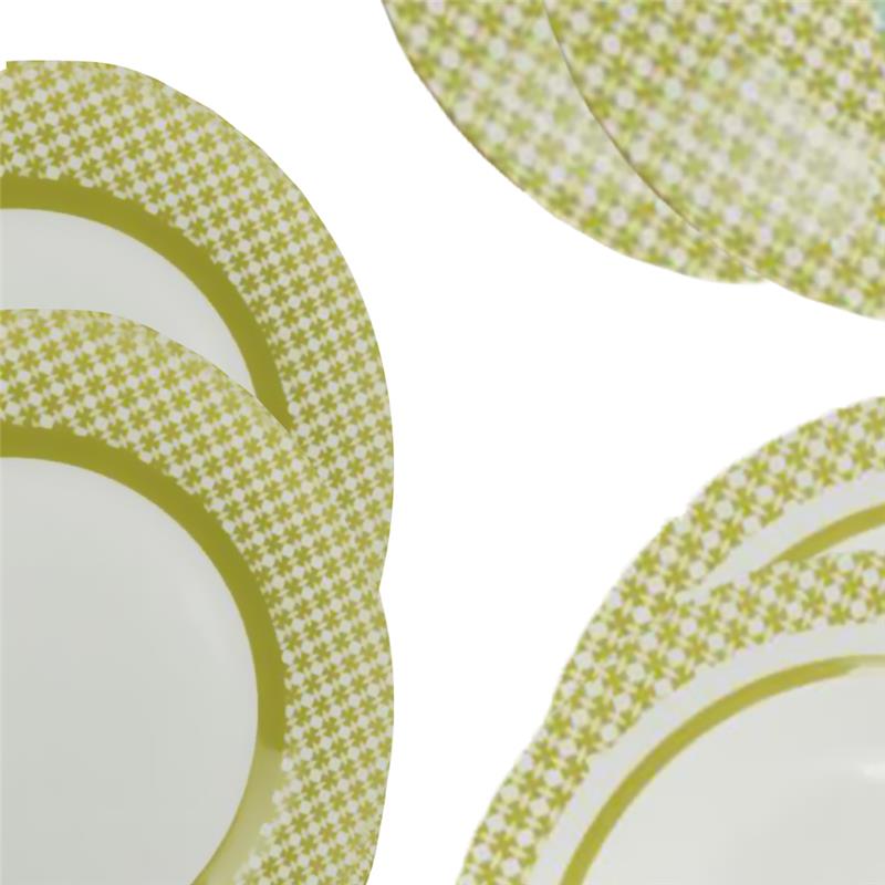 SERVIZIO PIATTI 18 PEZZI EFFETTO MOSAICO COLORE VERDE 6 PIATTI PIANI 6 FONDI 6 FRUTTA OKX