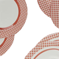 SERVIZIO PIATTI 18 PEZZI EFFETTO MOSAICO COLORE ROSSO 6 PIATTI FONDI 6 PIANI 6 FRUTTA OKX