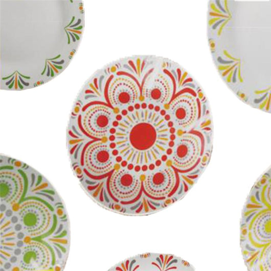 SERVIZIO PIATTI 12 PEZZI PORTOFINO COLORE E DECORI VARI 6 PIATTI PIANI 6 FONDI OKX