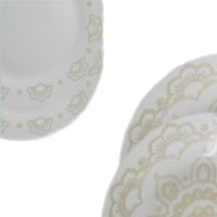 SERVIZIO PIATTI 12 PEZZZI EFFETTO MANDALA COLORE MARRONE 6 PIATTI PIANI 6 FONDI OKX